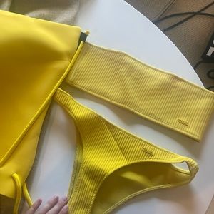 yellow matching triangl bikini set